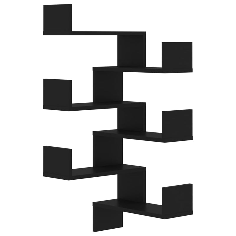 Hoekwandschappen 2 st 40x40x50 cm spaanplaat zwart MeubelReus