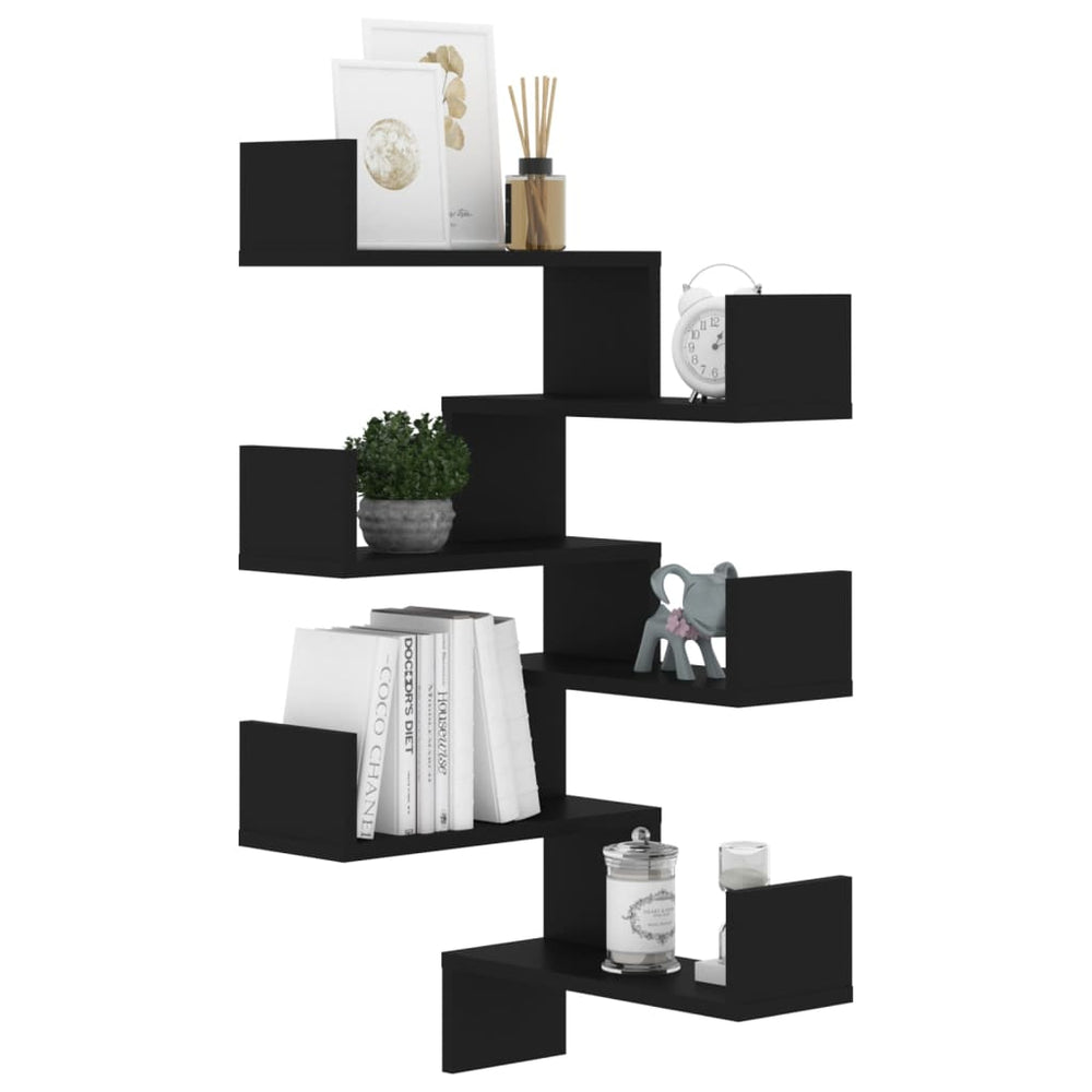 Hoekwandschappen 2 st 40x40x50 cm spaanplaat zwart MeubelReus