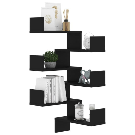 Hoekwandschappen 2 st 40x40x50 cm spaanplaat zwart MeubelReus
