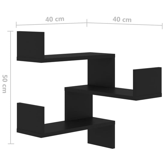 Hoekwandschappen 2 st 40x40x50 cm spaanplaat zwart MeubelReus
