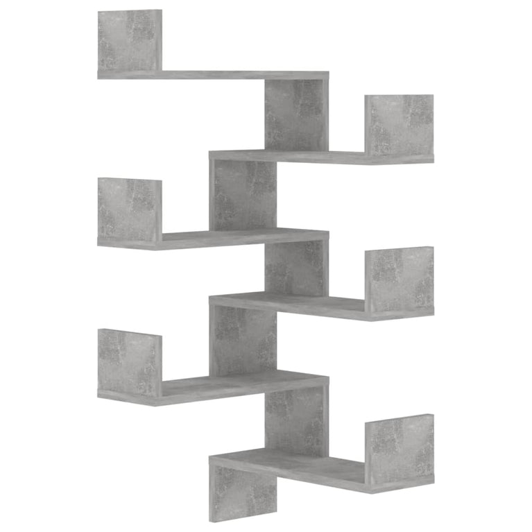 Hoekwandschappen 2 st 40x40x50 cm spaanplaat betongrijs MeubelReus