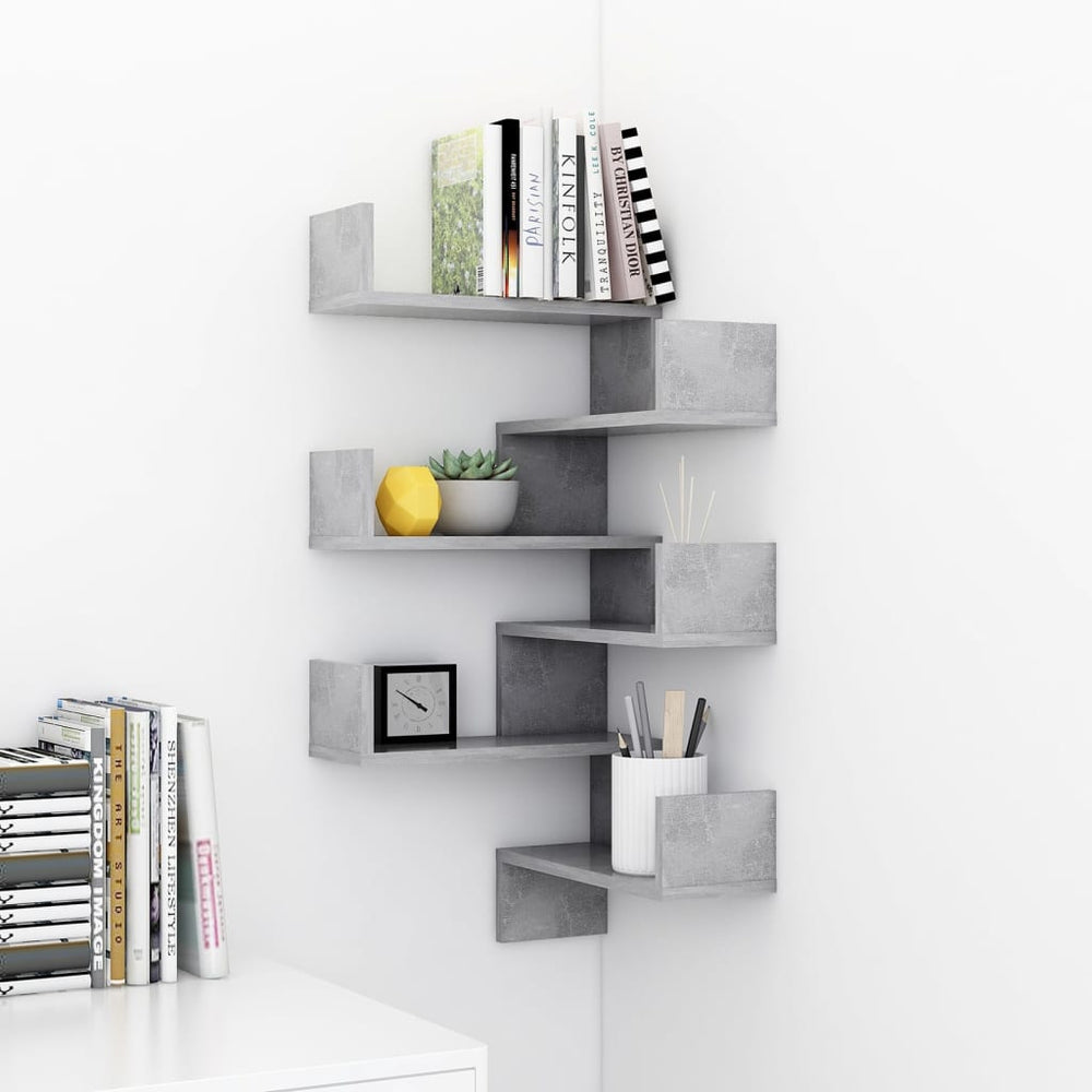 Hoekwandschappen 2 st 40x40x50 cm spaanplaat betongrijs MeubelReus