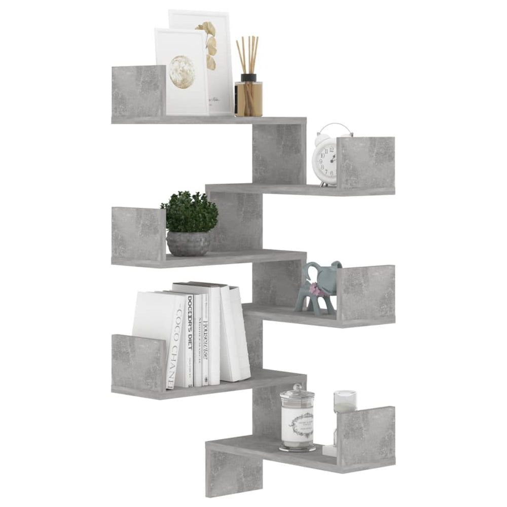Hoekwandschappen 2 st 40x40x50 cm spaanplaat betongrijs MeubelReus