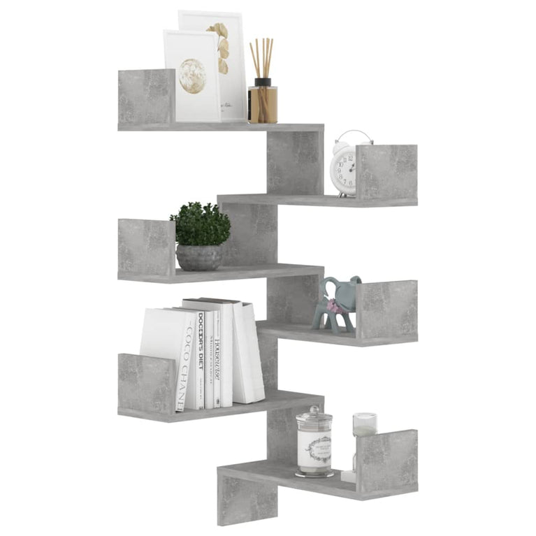 Hoekwandschappen 2 st 40x40x50 cm spaanplaat betongrijs MeubelReus