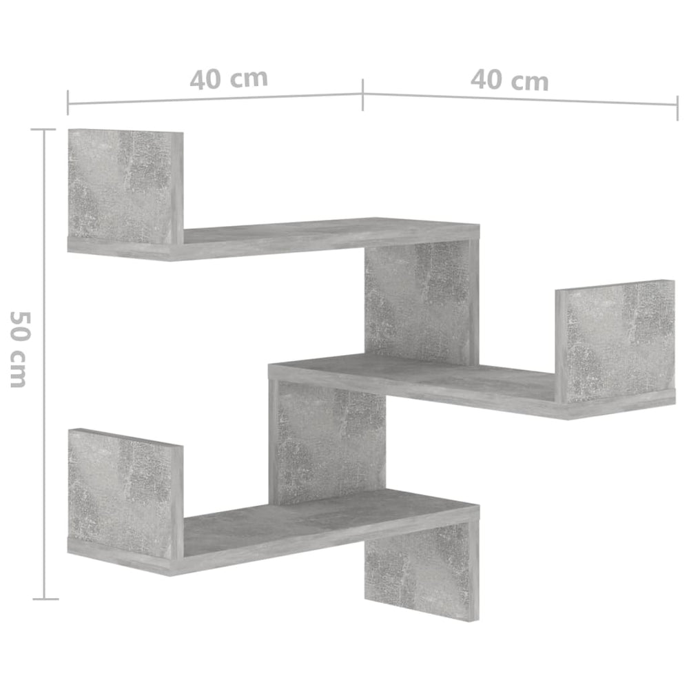 Hoekwandschappen 2 st 40x40x50 cm spaanplaat betongrijs MeubelReus
