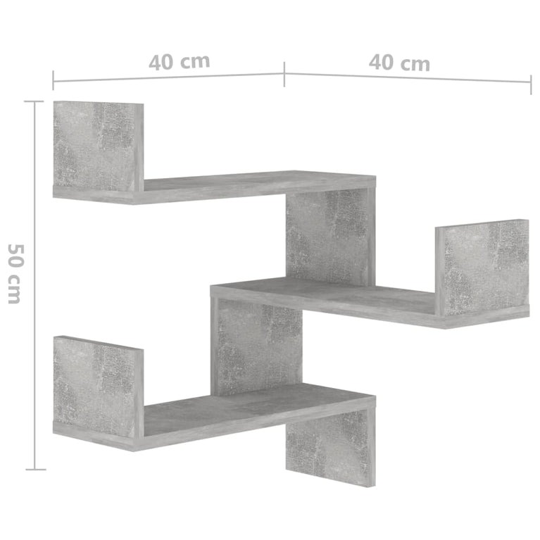 Hoekwandschappen 2 st 40x40x50 cm spaanplaat betongrijs MeubelReus