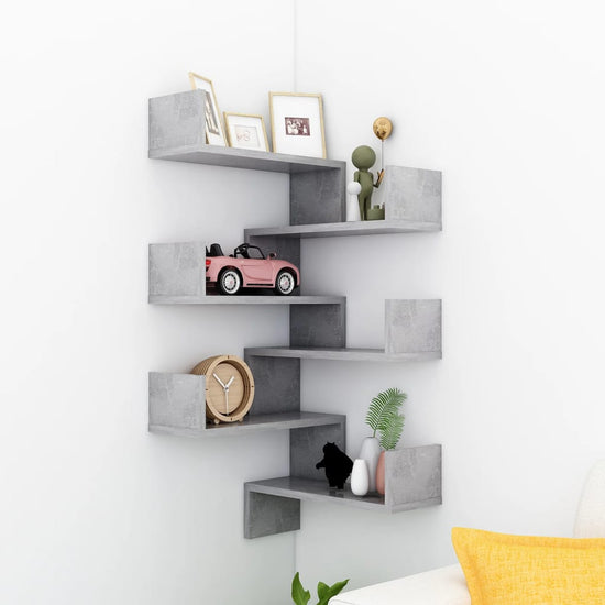 Hoekwandschappen 2 st 40x40x50 cm spaanplaat betongrijs MeubelReus