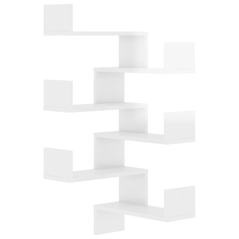 Hoekwandschappen 2 st 40x40x50 cm spaanplaat hoogglans wit MeubelReus