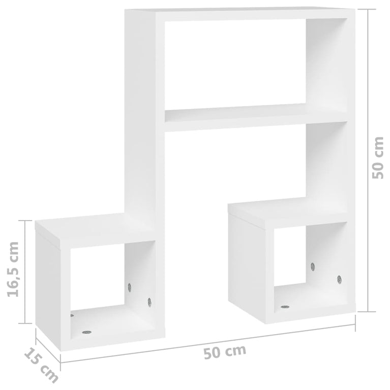 Wandschappen 2 st 50x15x50 cm bewerkt hout wit MeubelReus