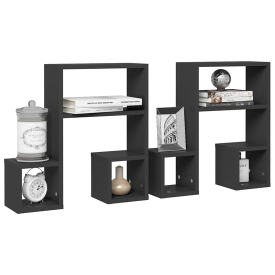 Wandschappen 2 st 50x15x50 cm spaanplaat grijs MeubelReus