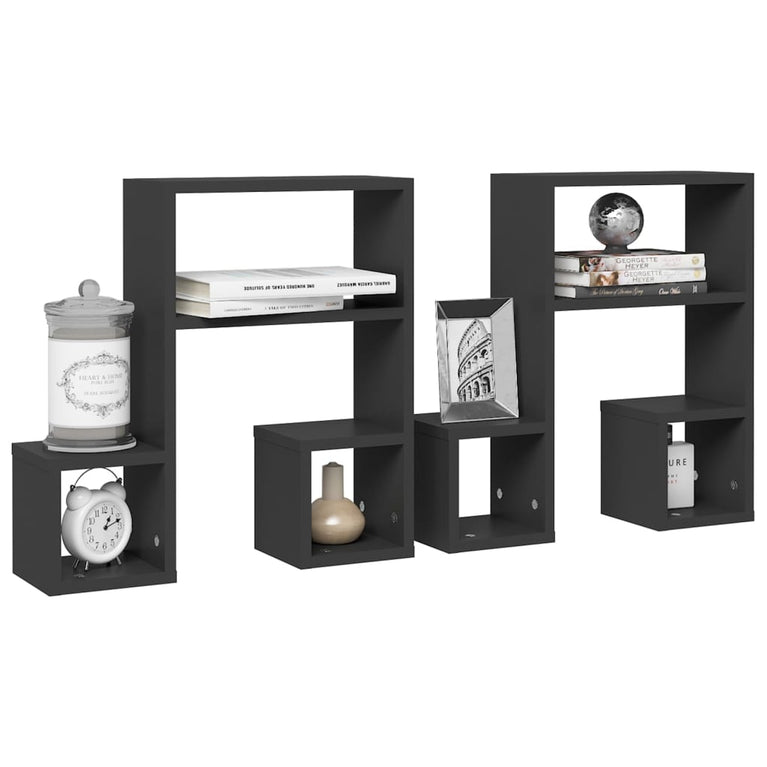 Wandschappen 2 st 50x15x50 cm spaanplaat grijs MeubelReus