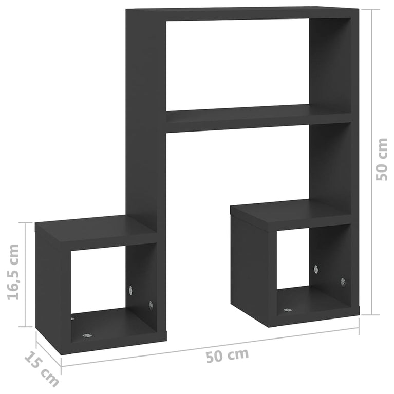 Wandschappen 2 st 50x15x50 cm spaanplaat grijs MeubelReus