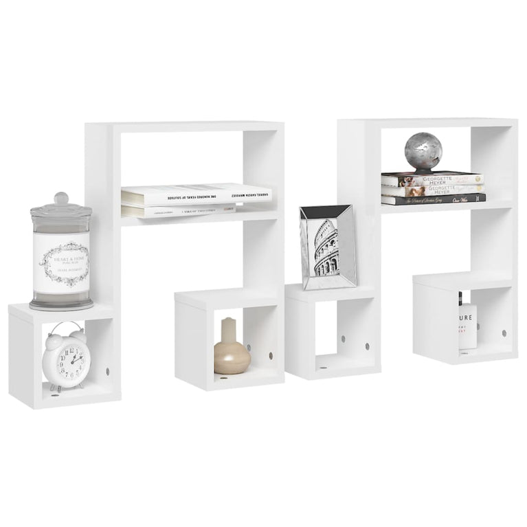 Wandschappen 2 st 50x15x50 cm spaanplaat hoogglans wit MeubelReus