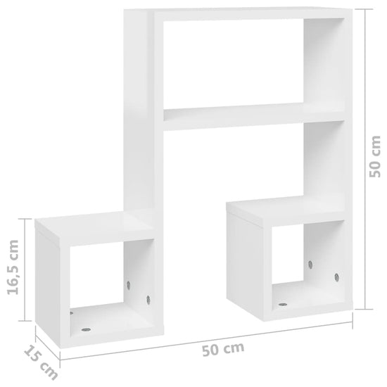 Wandschappen 2 st 50x15x50 cm spaanplaat hoogglans wit MeubelReus