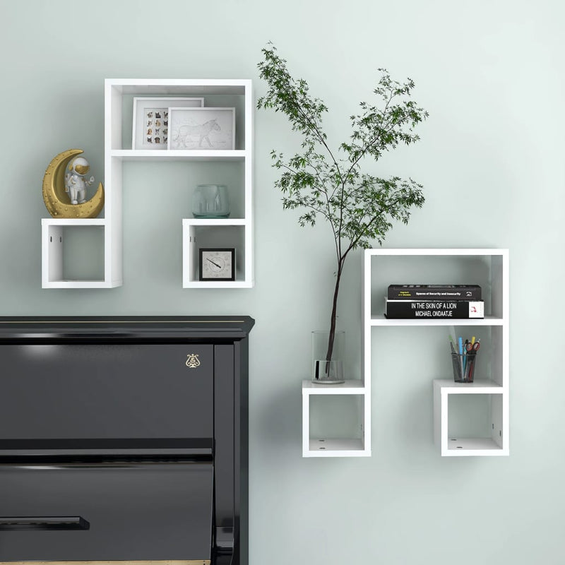 Wandschappen 2 st 50x15x50 cm spaanplaat hoogglans wit MeubelReus