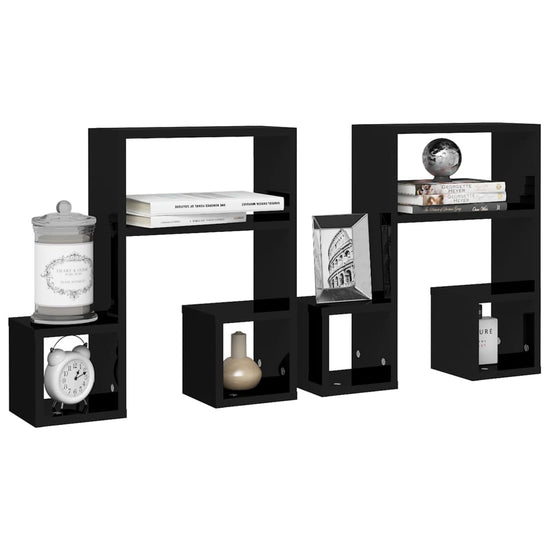 Wandschappen 2 st 50x15x50 cm spaanplaat hoogglans zwart MeubelReus