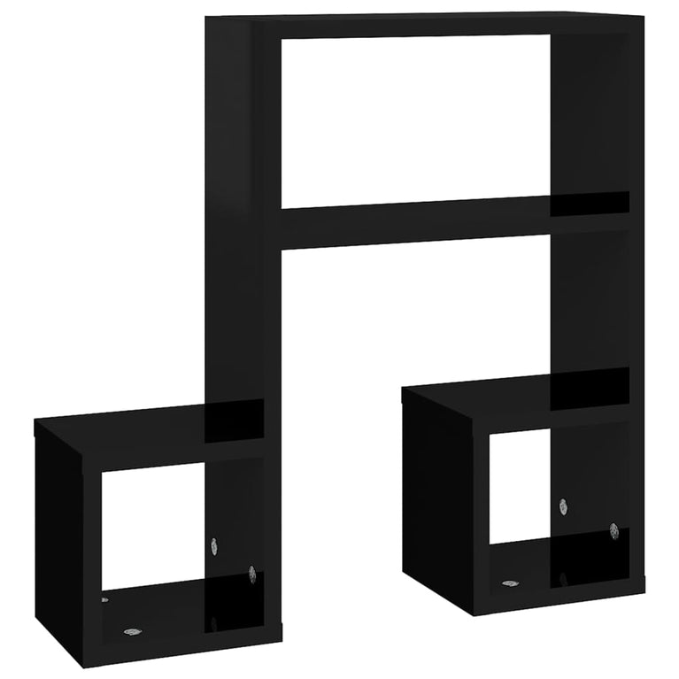 Wandschappen 2 st 50x15x50 cm spaanplaat hoogglans zwart MeubelReus