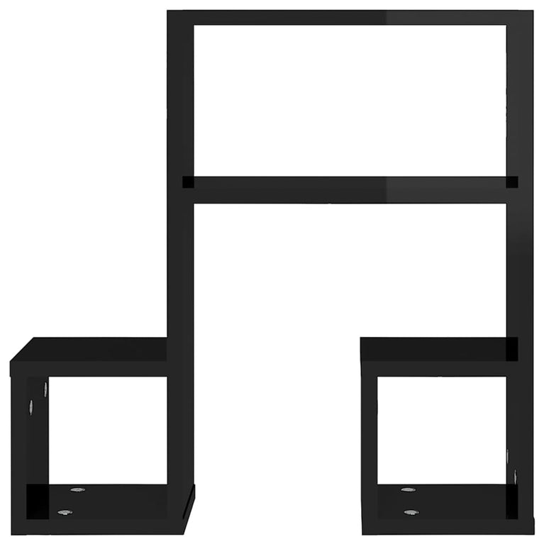 Wandschappen 2 st 50x15x50 cm spaanplaat hoogglans zwart MeubelReus