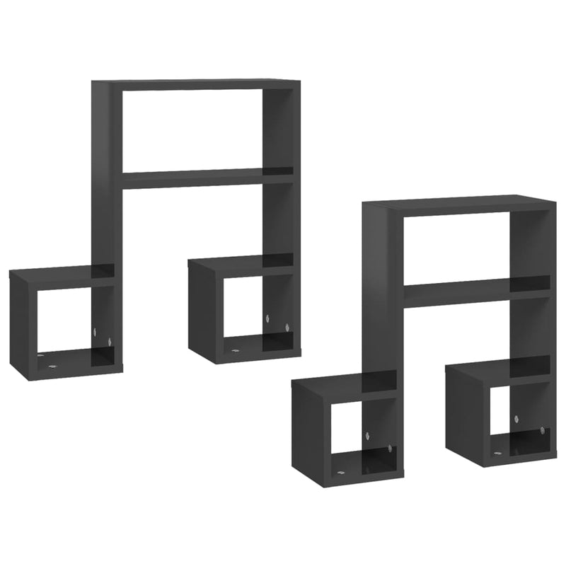 Wandschappen 2 st 50x15x50 cm spaanplaat hoogglans grijs MeubelReus