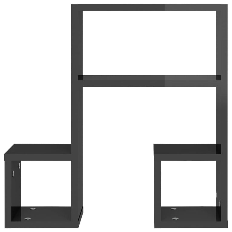 Wandschappen 2 st 50x15x50 cm spaanplaat hoogglans grijs MeubelReus