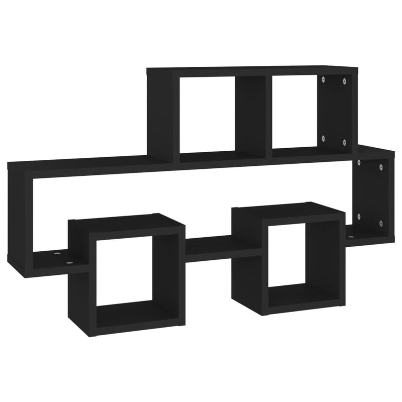 Wandschap auto-vormig 82x15x51 cm bewerkt hout zwart MeubelReus