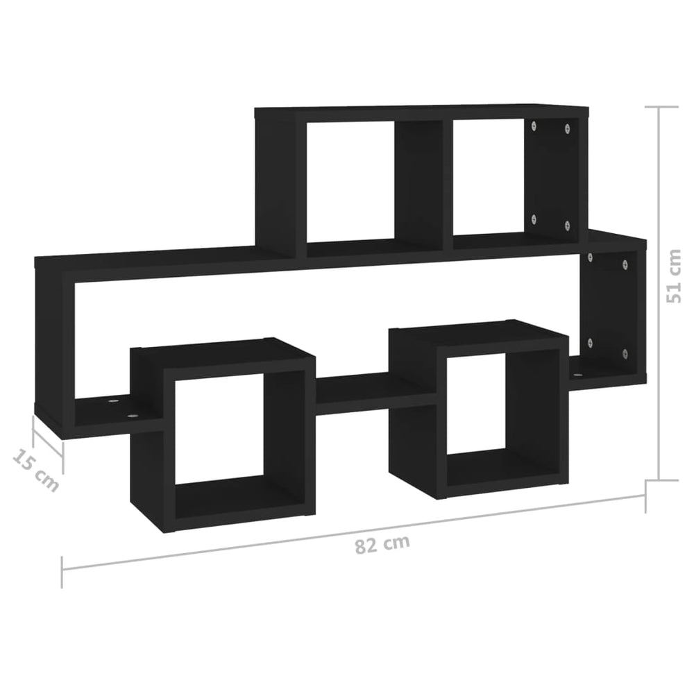 Wandschap auto-vormig 82x15x51 cm bewerkt hout zwart MeubelReus