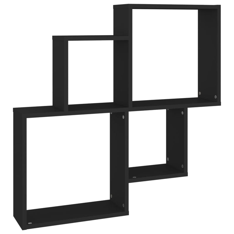 Wandschap kubus 80x15x78,5 cm spaanplaat zwart MeubelReus