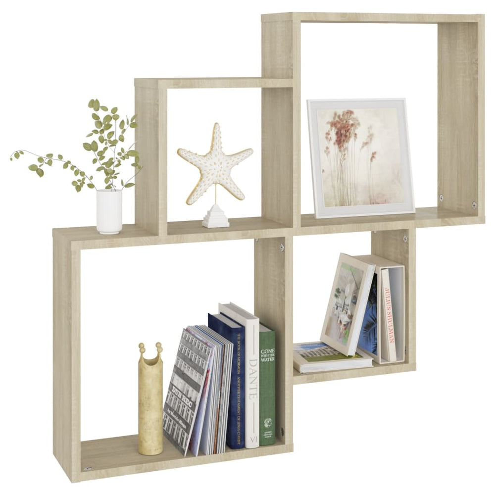 Wandschap kubus 80x15x78,5 cm spaanplaat sonoma eiken MeubelReus