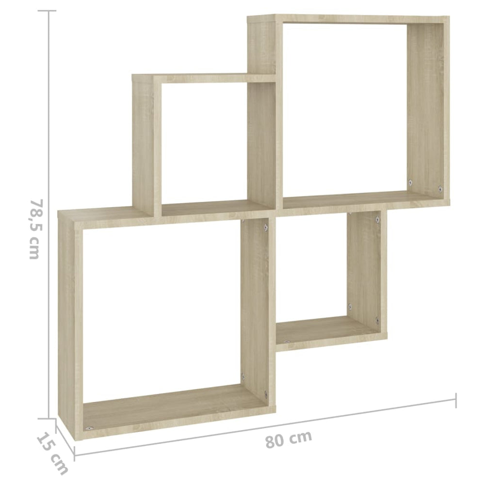 Wandschap kubus 80x15x78,5 cm spaanplaat sonoma eiken MeubelReus