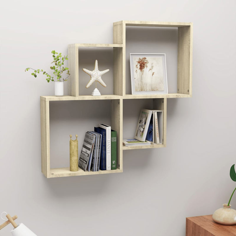 Wandschap kubus 80x15x78,5 cm spaanplaat sonoma eiken MeubelReus