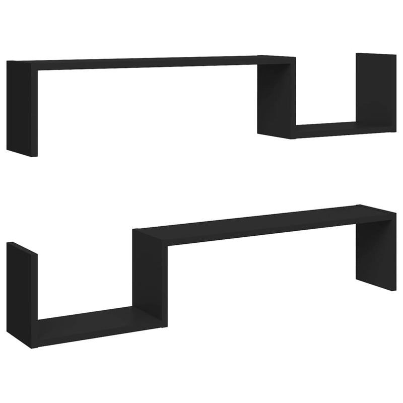 Wandschappen 2 st 100x15x20 cm spaanplaat zwart MeubelReus