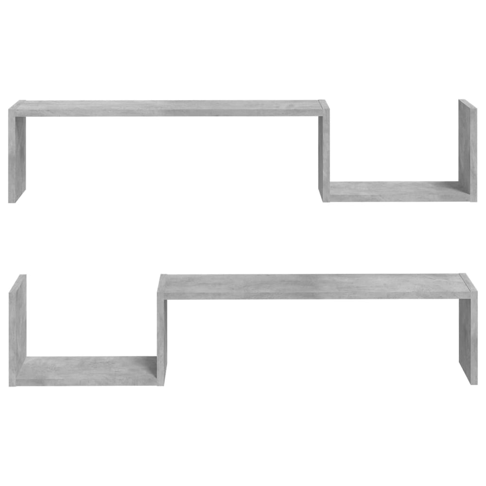 Wandschappen 2 st 100x15x20 cm spaanplaat betongrijs MeubelReus