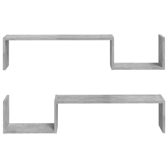 Wandschappen 2 st 100x15x20 cm spaanplaat betongrijs MeubelReus