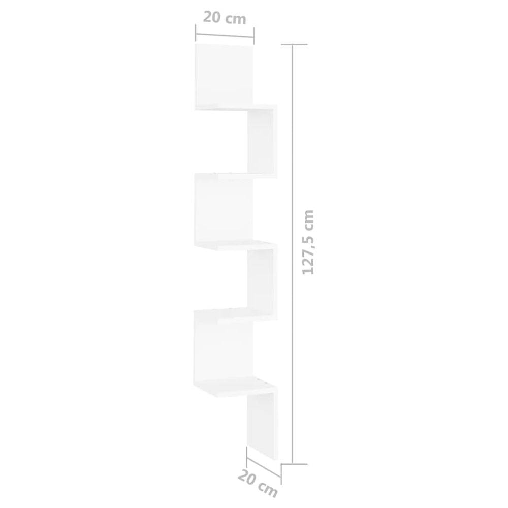 Hoekwandschap 20x20x127,5 cm bewerkt hout wit MeubelReus