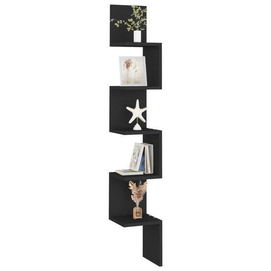 Hoekwandschap 20x20x127,5 cm spaanplaat zwart MeubelReus