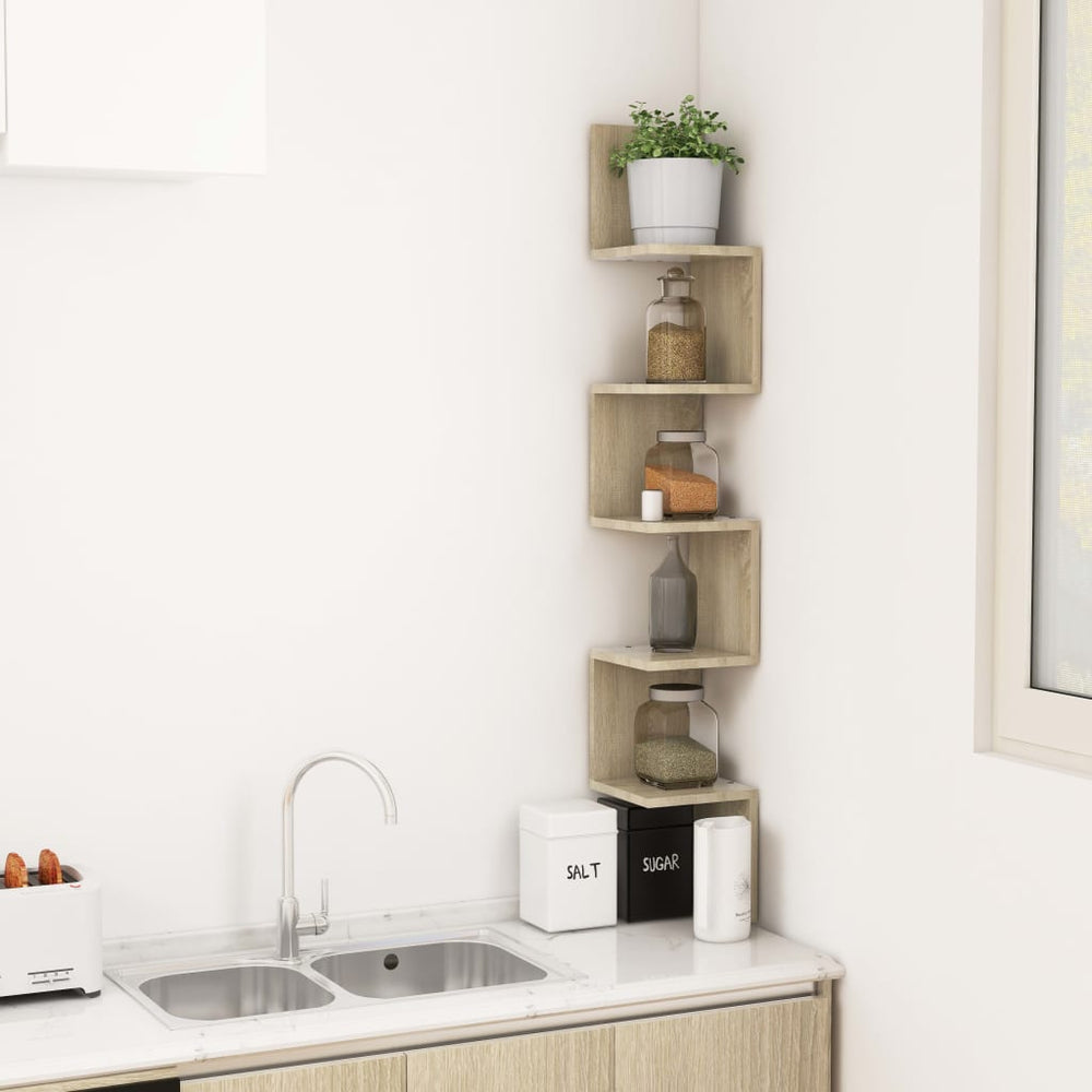 Hoekwandschap 20x20x127,5 cm spaanplaat sonoma eikenkleurig MeubelReus
