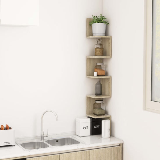 Hoekwandschap 20x20x127,5 cm spaanplaat sonoma eikenkleurig MeubelReus