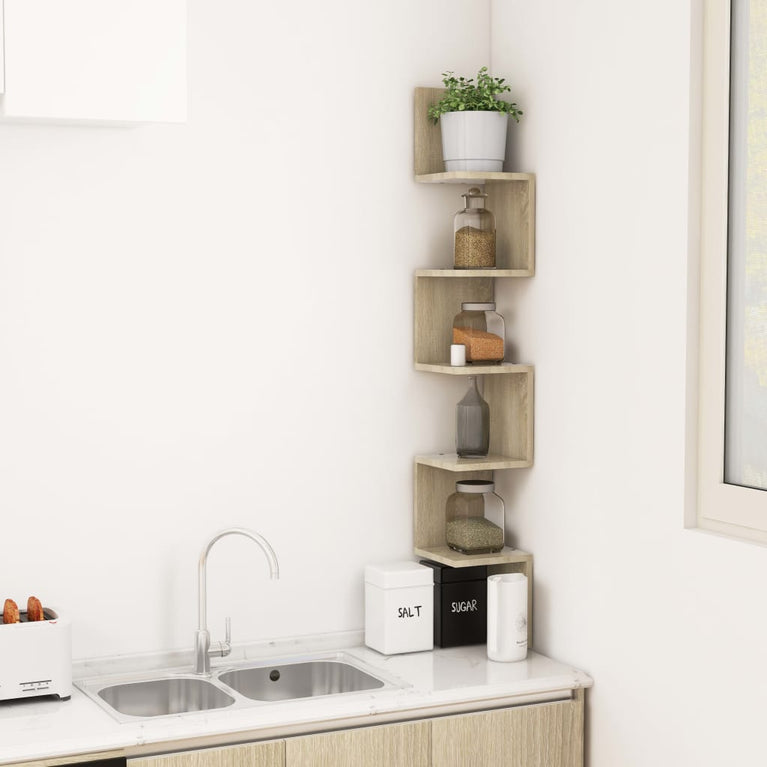 Hoekwandschap 20x20x127,5 cm spaanplaat sonoma eikenkleurig MeubelReus