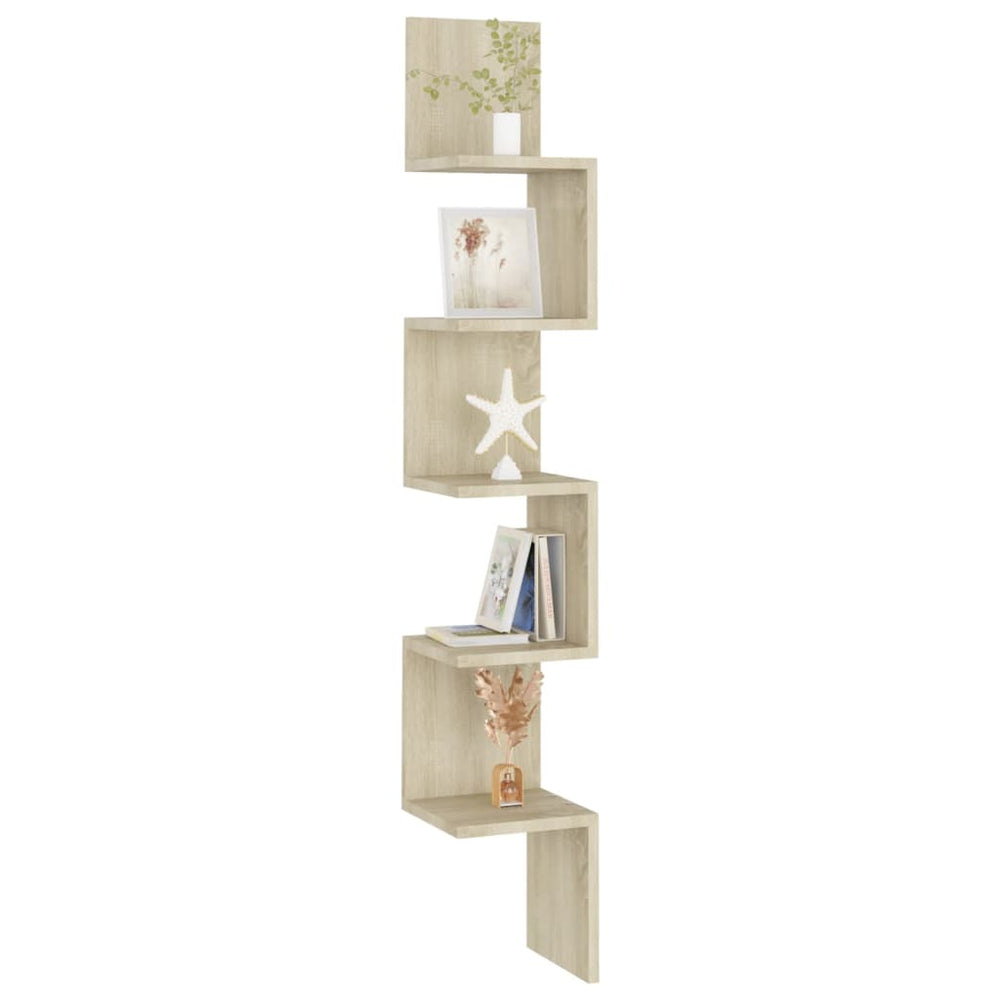 Hoekwandschap 20x20x127,5 cm spaanplaat sonoma eikenkleurig MeubelReus