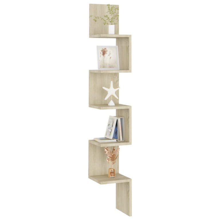 Hoekwandschap 20x20x127,5 cm spaanplaat sonoma eikenkleurig MeubelReus