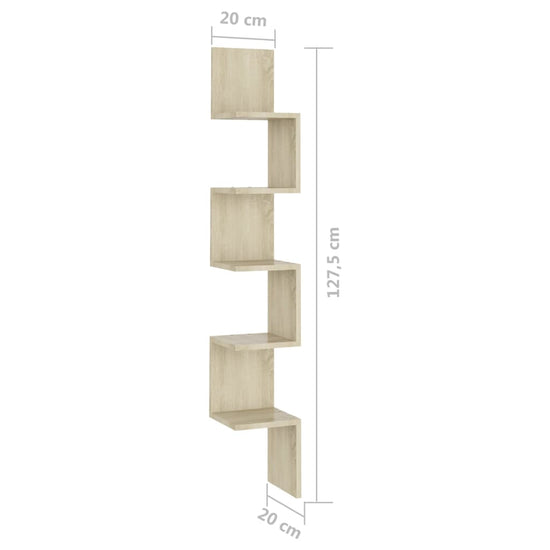 Hoekwandschap 20x20x127,5 cm spaanplaat sonoma eikenkleurig MeubelReus