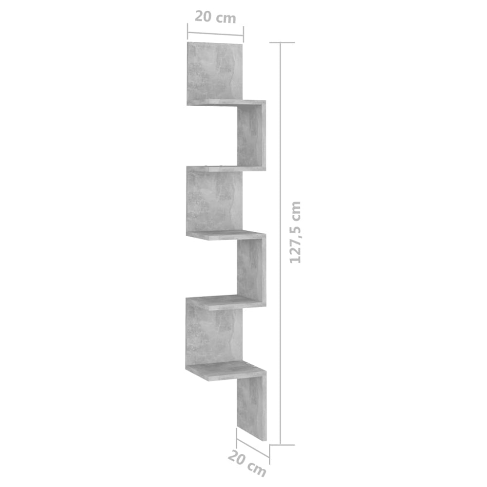 Hoekwandschap 20x20x127,5 cm spaanplaat betongrijs MeubelReus