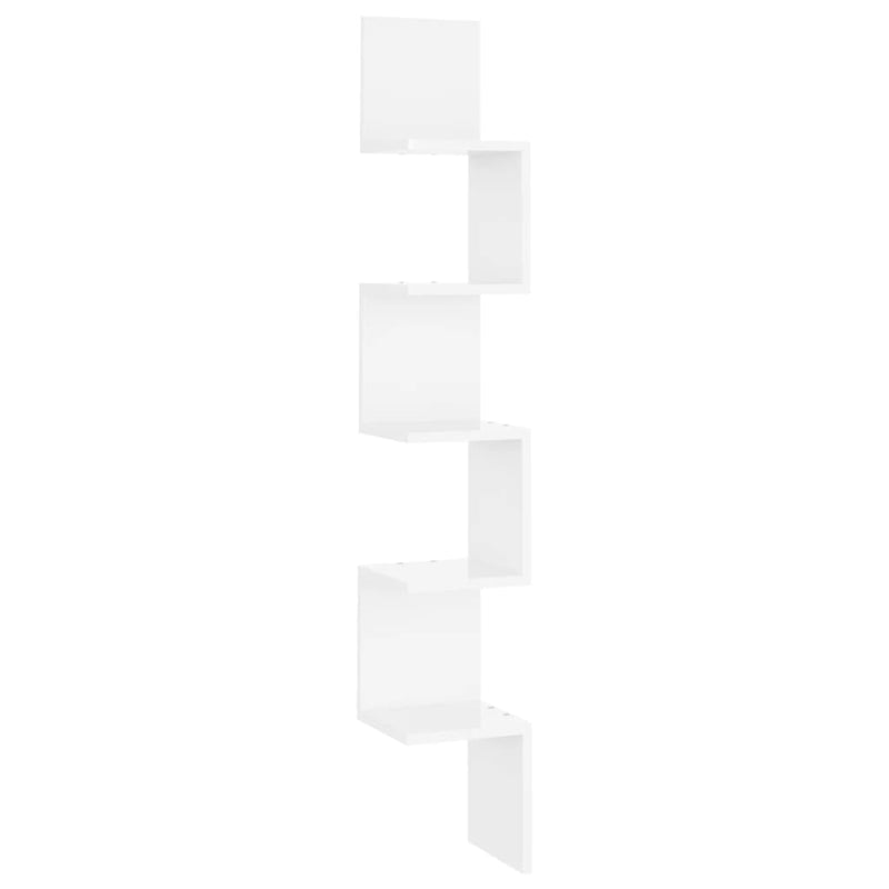 Hoekwandschap 20x20x127,5 cm spaanplaat hoogglans wit MeubelReus