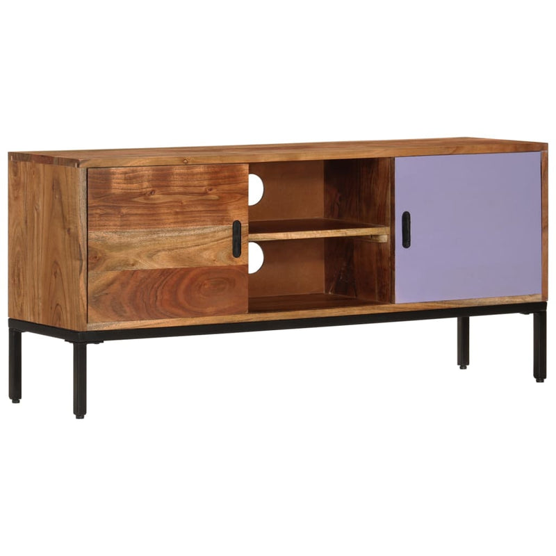 Tv-meubel 110x30x50 cm massief acaciahout honingbruin en grijs MeubelReus