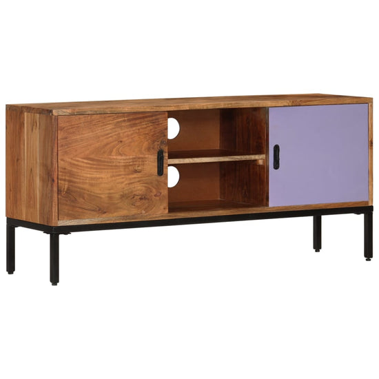 Tv-meubel 110x30x50 cm massief acaciahout honingbruin en grijs MeubelReus