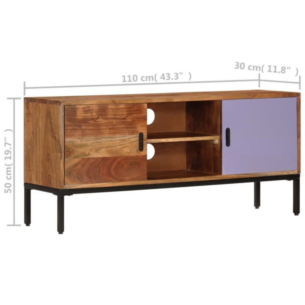 Tv-meubel 110x30x50 cm massief acaciahout honingbruin en grijs MeubelReus