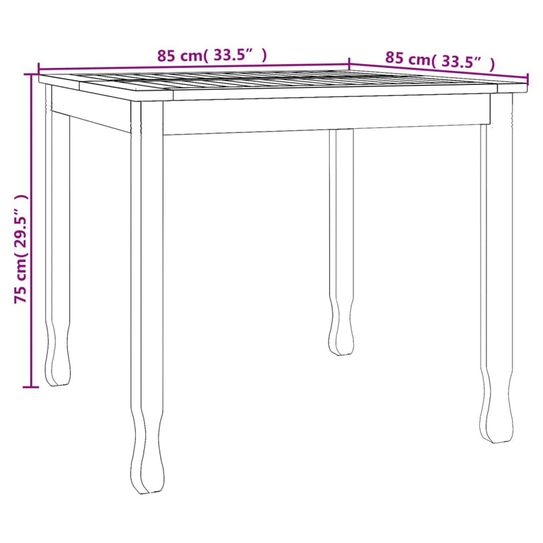 Tuintafel 85x85x75 cm massief teakhout MeubelReus