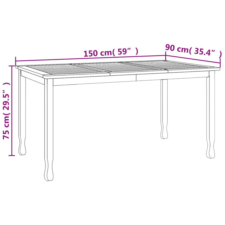 Tuintafel 150x90x75 cm massief teakhout MeubelReus