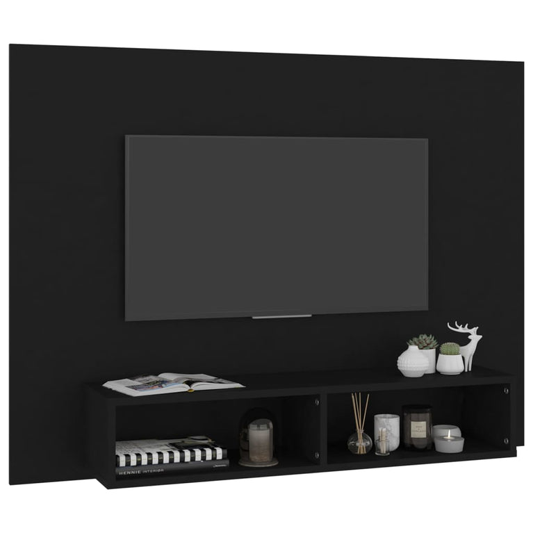 Tv-wandmeubel 120x23,5x90 cm spaanplaat zwart MeubelReus