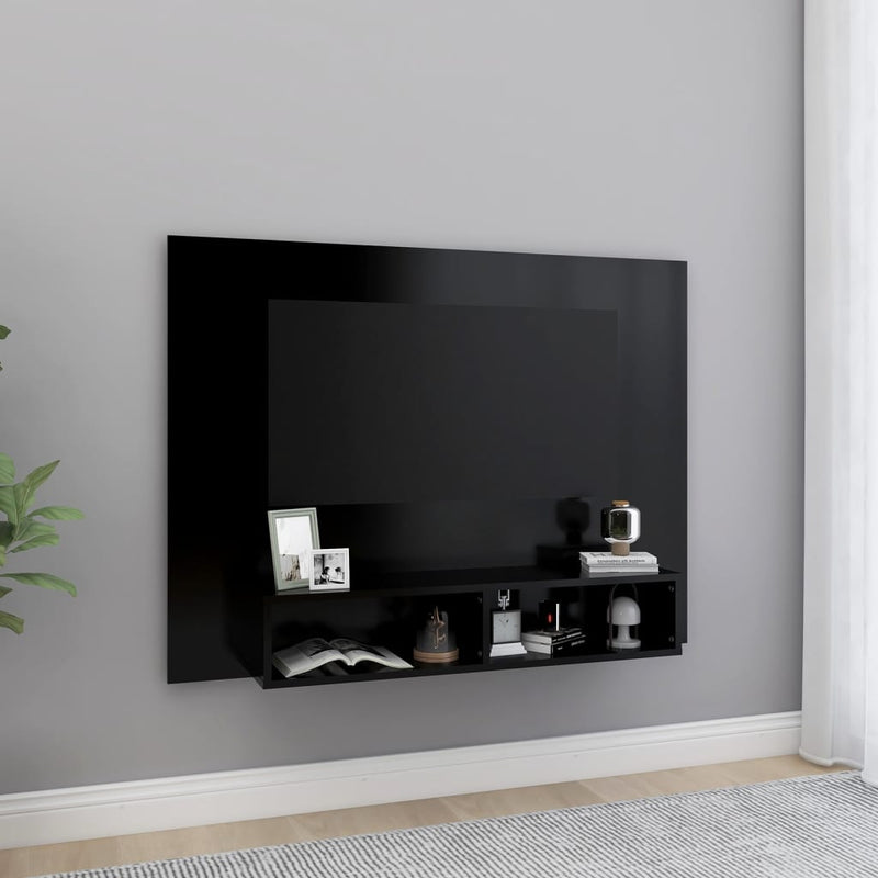 Tv-wandmeubel 120x23,5x90 cm spaanplaat zwart MeubelReus